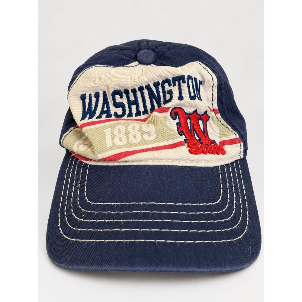 Washington 1889 W Sports Navy Cream Baseball Cap Green Underbrim Dad Hat